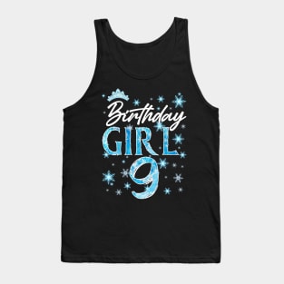 Winter Onederland 9th Birthday Girl Snowflake B-day Gift For Girls Kids Toddlers Tank Top